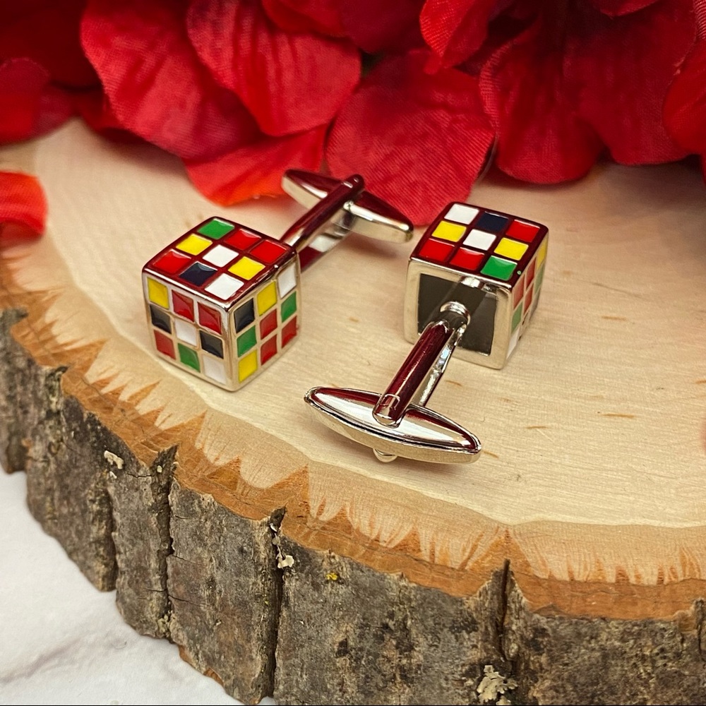 Vintage Colorful Rubix Cube Cufflinks - Picture 11 of 16